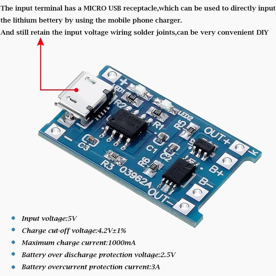10/20 pièces 5V 1A 18650 Carte - Tp4056 Module avis et prix